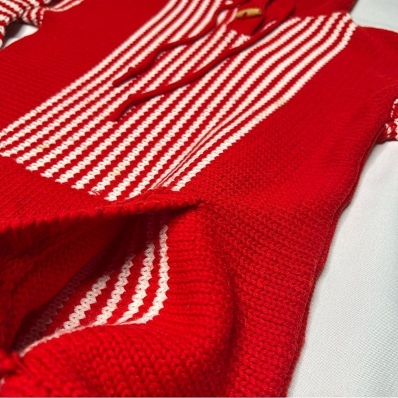 VINTAGE YOUNG STYLE Red White Striped Hooded Sweater Women's Size S/M EU 40/42 - Picture 9 of 17